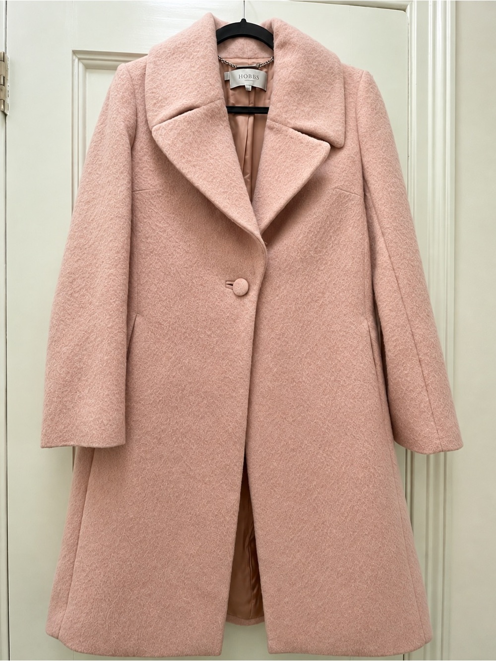 Hobbs London Pale Blush Pink Luxe Wool Blend Coat US 6